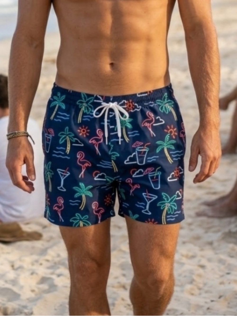 Chubbies Medium Neon Lights 5.5" Inseam Lined Swim Trunks w/Zipper Pocket